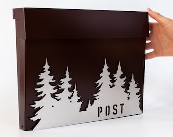 Custom Brown Wall-Mounted Mailbox – Lockable Personalized Letterbox with House Number & Name