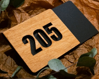Custom Wood Address Sign with Matte Black Acrylic Backing - Modern Rustic Design