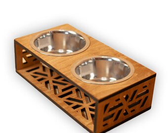 Support en bois pour gamelles – Station de repas en bois pour chats et chiens avec gamelles