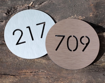 Rundes Hausnummernschild aus Aluminiumverbund – Modernes minimalistisches Design