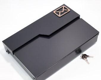 Custom Anthracite Gray Wall-Mounted Letterbox - Secure, Lockable, and Personalized with Your House Number, Name, or Address