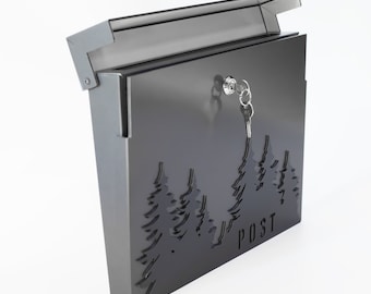 Custom Anthracite Grey Wall-Mounted Letterbox - Secure, Lockable, and Personalized with Your House Number, Name, or Address