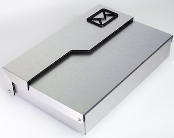 Modern Silver Wall Mailbox | Slim Outdoor Letter Box with Lock & Keys | Brushed Metal Post Box | Secure Apartment Mail Holder