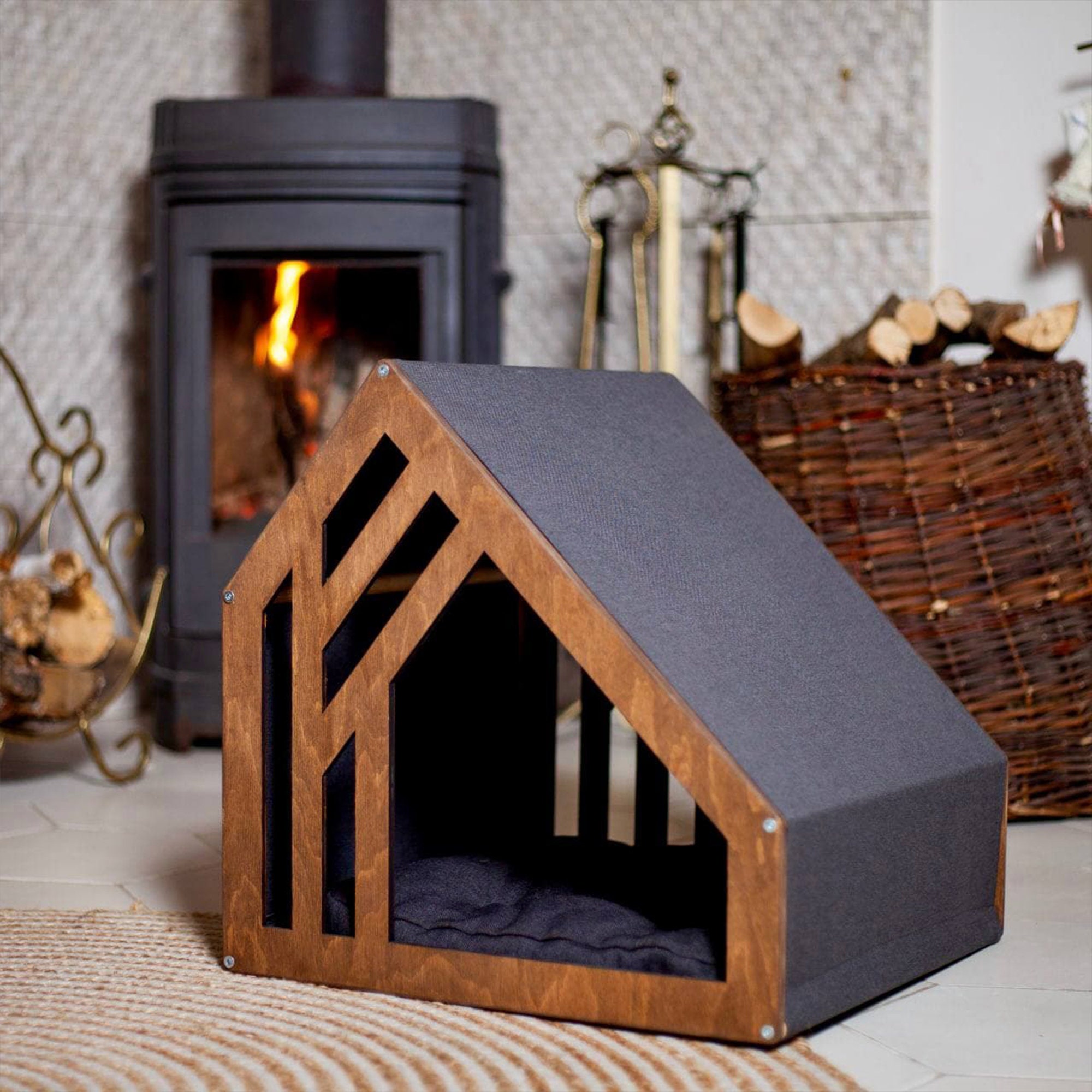 Indoor Modern Dog House Wooden Dog House Wood Cat Dog House - Etsy