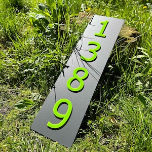 Modern address sign for house, Custom house number plaque, Home address number sign, Outdoor exterior address plaque, Vertical house number