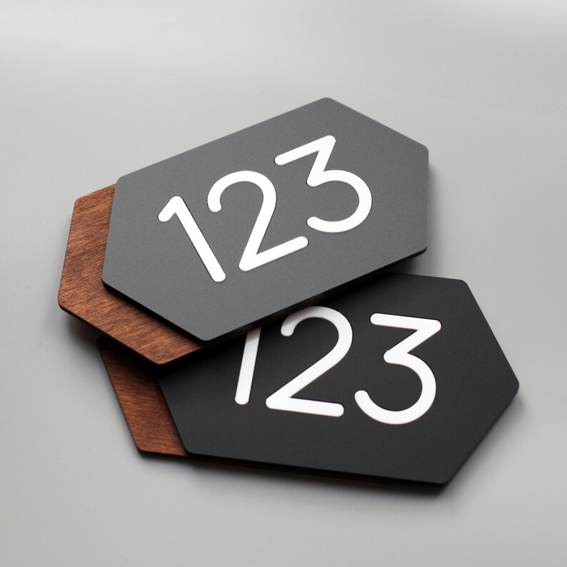 Window Number Signs Modern Apartment Door Number Sign | Wood and Acrylic House Number ...