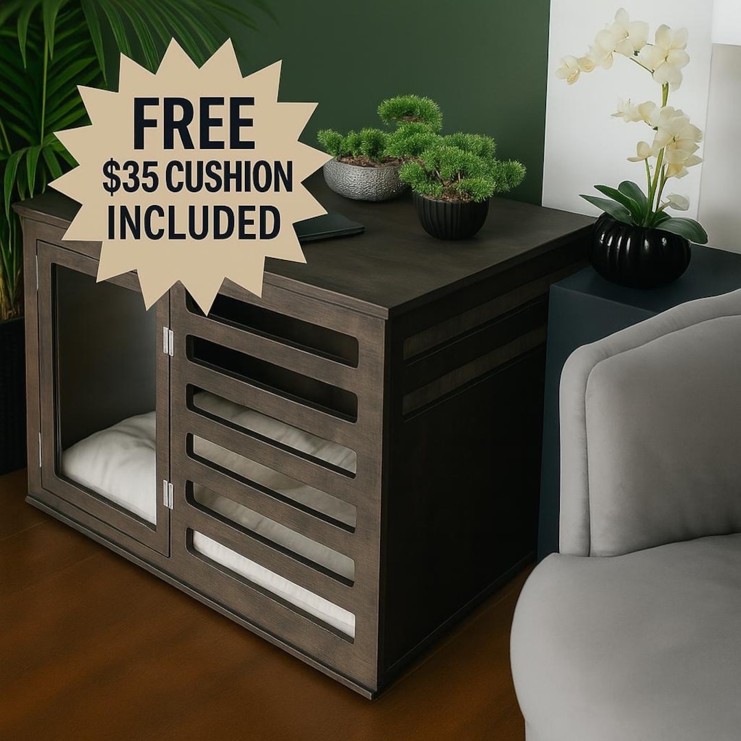 Picture of Modern Wooden Dog Crate Furniture With Acrylic Door | Personalized Pet ...