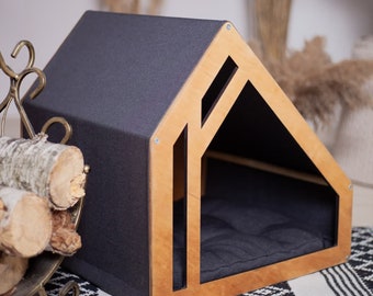 Modern Dog & Cat House, Indoor Dog Bed Furniture, Stylish Pet House for Small and Medium Dogs