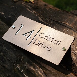 Personalized Home Address Sign, Horizontal Plaque, Contemporary House Number and Street Sign, Outdoor Metal Home Address Plaque, House Sign