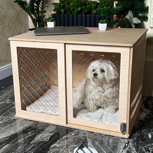 Multi-Functional Pet House | Wooden Dog and Cat Bed House | Modern Design, Natural Plywood