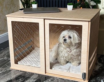 Multi-Functional Pet House | Wooden Dog and Cat Bed House | Modern Design, Natural Plywood