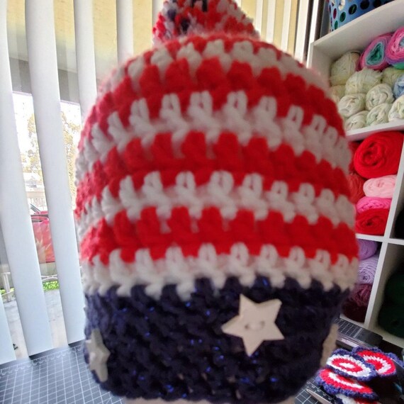 Red White \u0026 Blue Beanie - Etsy Australia