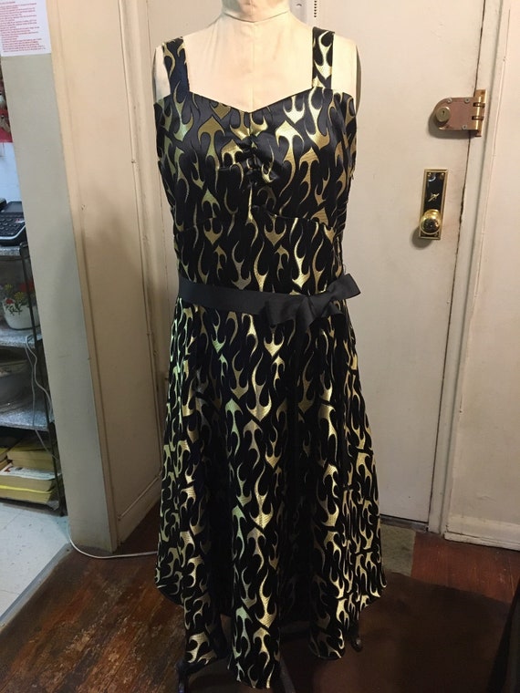 gold and black brocade dress AKIRA Best Dressed Brocade Maxi Dress | Black