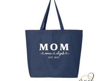 Mothers Day Zippered Tote, Personalized Canvas Tote bag,Custom Tote Bag, Mom, Mother, Embroidered Tote, Zippered Tote, Large Tote, Gift