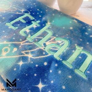 Custom Glow in the Dark Space Blanket, Custom Glow in the Dark Blanket, Space Blanket, Fleece Blanket, Gift, Birthday, Holiday, Custom Gift