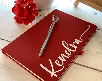 Personalized Journal, Red and White, Notebook, Custom Journal, Custom Notebook, Sorority Gift, Journaling, Delta, Sigma, Theta, Soror