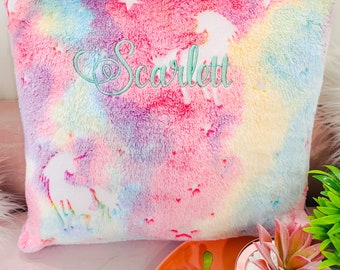 Custom Glow in the Dark Unicorn Pillow, Unicorn Pillow, Custom Glow in the Dark Pillow, Unicorn Blanket, Embroidered Pillow, Custom Gift