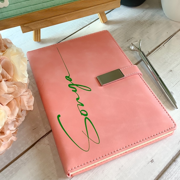 Elegant Personalized Journal, Pink and Green, Notebook, Custom Journal, Custom Notebook, Sorority Gift, Journaling, AKA, Alpha, Kappa, Soror