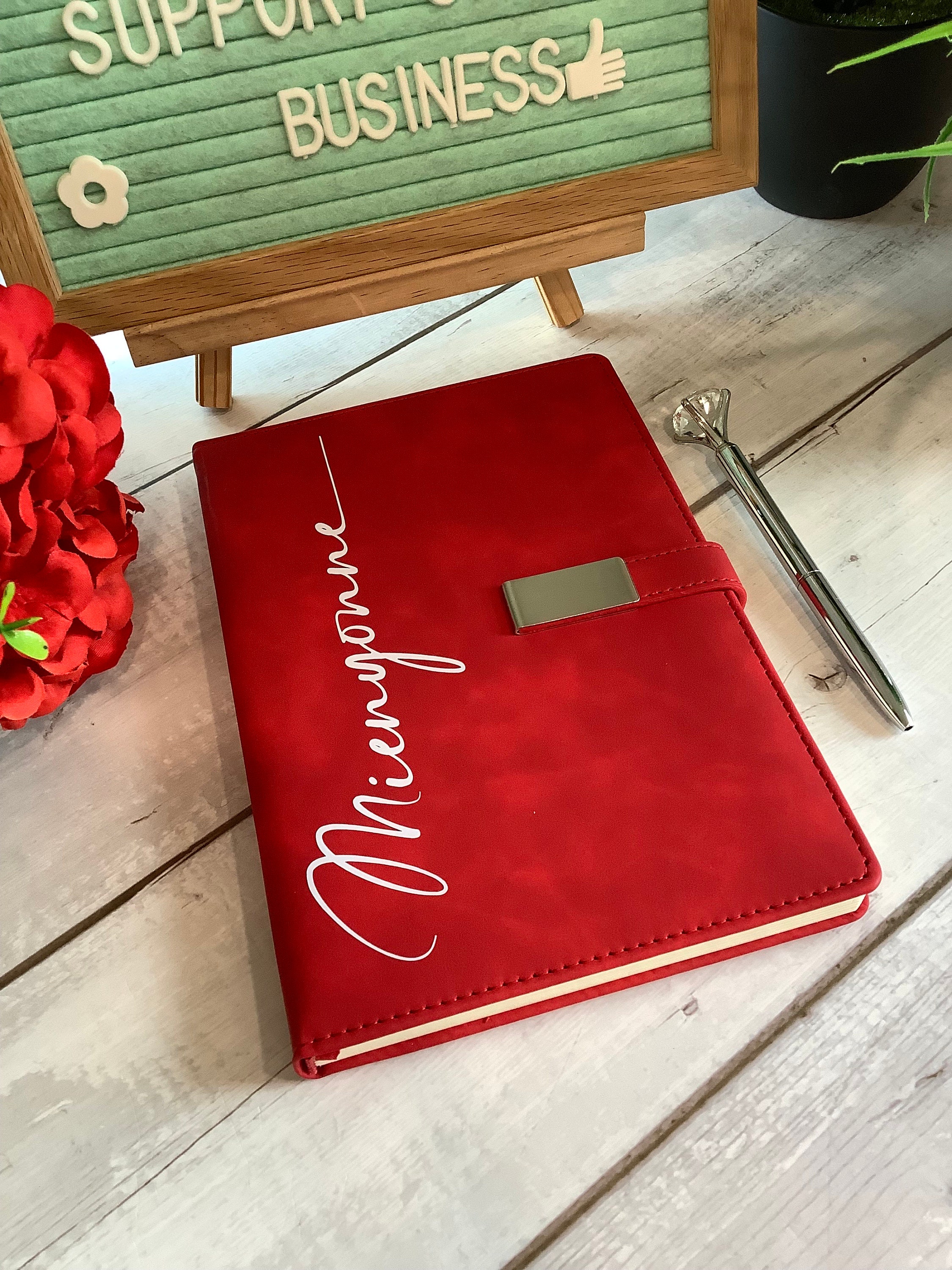 Elegant Personalized Journal, Red and White, Notebook, Custom Journal, Custom Notebook, Sorority Gift, Journaling, Delta, Sigma, Theta,Soror