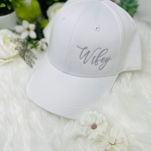 Wifey Ball Cap, Bride, Honeymoon,  Personalized baseball caps, Baseball Caps, custom hats, Design your own, Custom text, Custom Hat Dad Hat