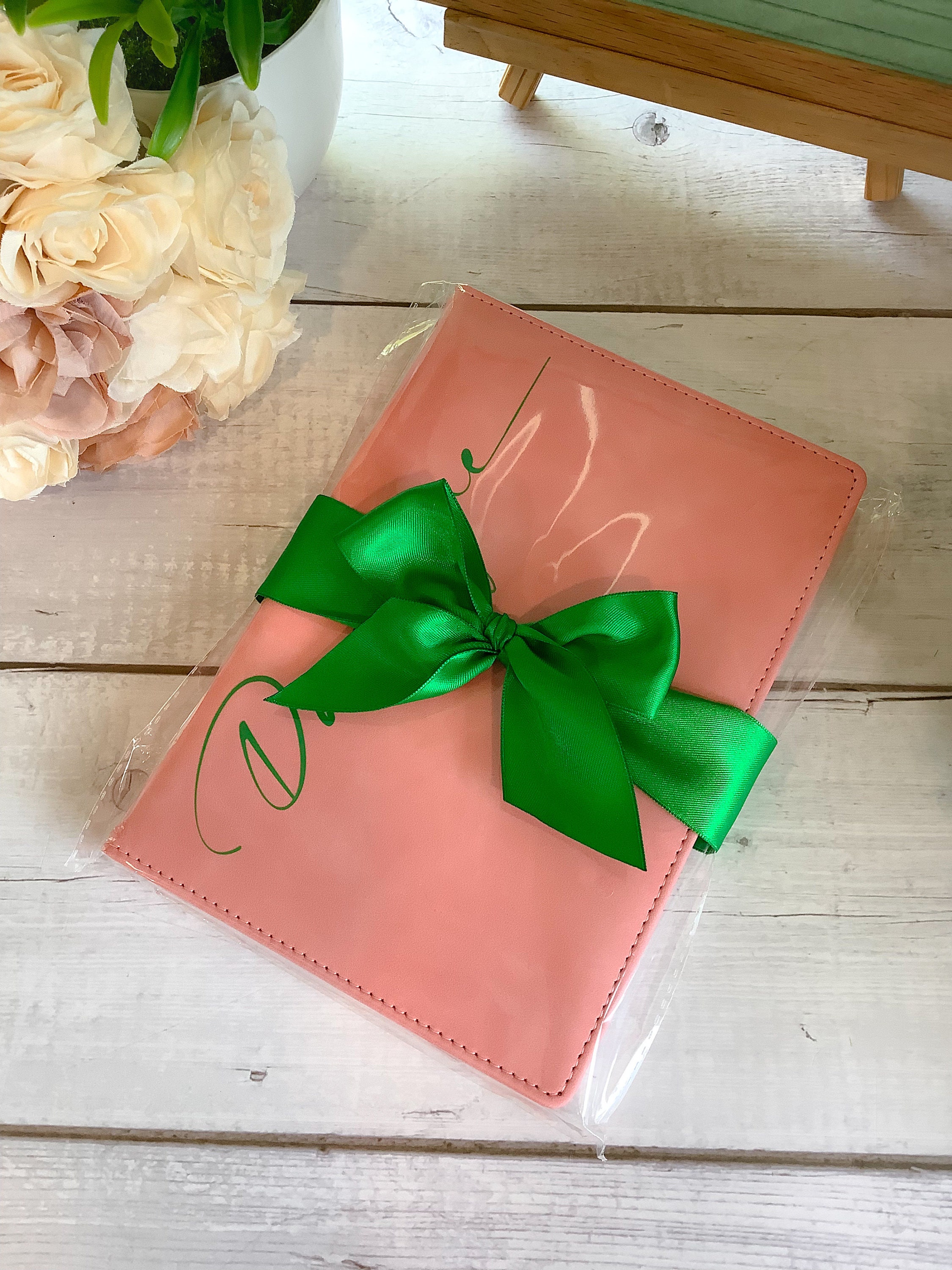 Elegant Personalized Journal, Pink and Green, Notebook, Custom Journal, Custom Notebook, Sorority Gift, Journaling, AKA, Alpha, Kappa, Soror