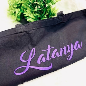 Personalized Canvas Tote bag, Bridesmaid Gifts, Embroidered Tote, Name Tote, Embroidered Canvas bag, Bachelorette Gift, Jumbo, Large Tote