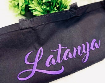 Personalized Canvas Tote bag, Bridesmaid Gifts, Embroidered Tote, Name Tote, Embroidered Canvas bag, Bachelorette Gift, Jumbo, Large Tote