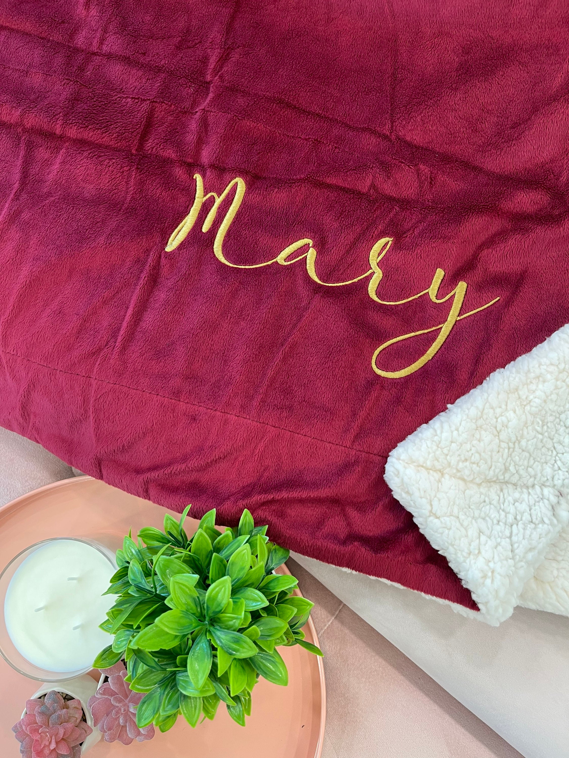 Custom Embroidered Blanket, Personalized Blanket,  Sherpa Blanket, Fleece Blanket, Embroidered Blanket, Custom Gift, Anniversary Gift