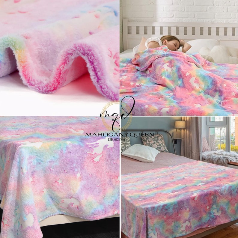 Custom Glow in the Dark Unicorn Blanket Custom Glow in the Etsy