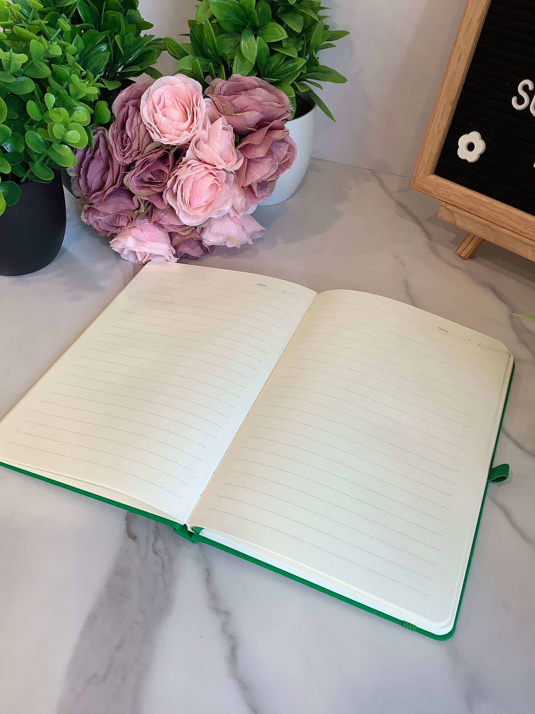 Personalized Journal, Green and Pink, Notebook, Custom Journal, Custom Notebook, Sorority Gift, Journaling, AKA, Alpha, Kappa, Soror
