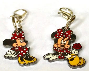 Vintage Disney Minnie Mouse Charm Charms Disneyana Clip On Zipper Pull Disneyana Rare Retired