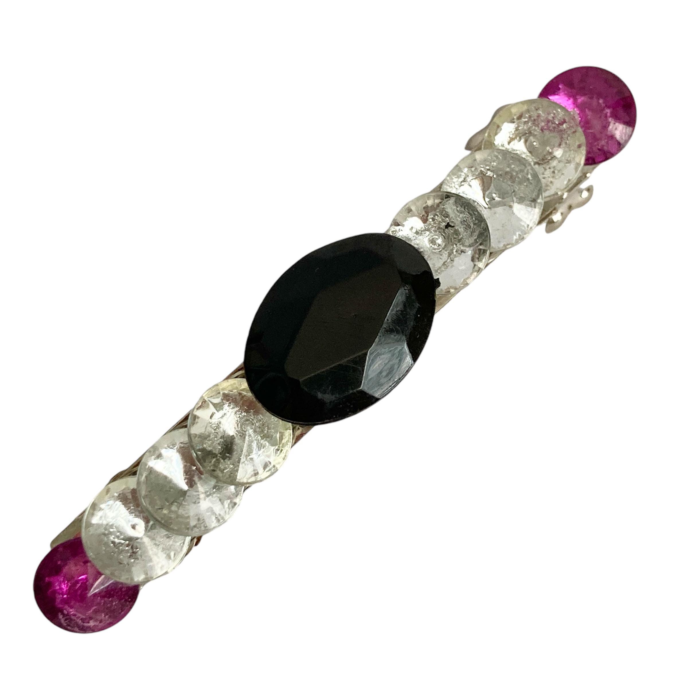 Vintage Purple Clear Acrylic Lucite Hair Barrette 90s Silver  display picture 2