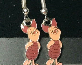 Vintage Disney Piglet Earrings Winnie the Pooh Disneyana Charm Signed Charms Disney Pig
