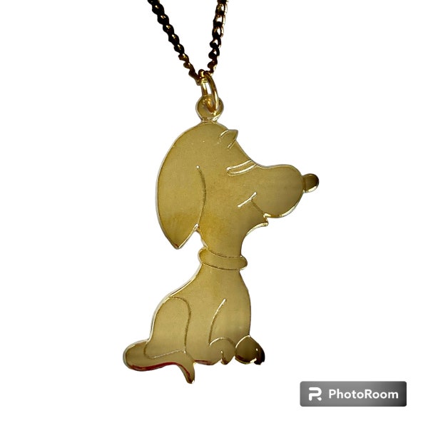 Vintage Snoopy Necklace Pendant Gold Plated Peanuts Cartoon Dangle Dog Peanuts