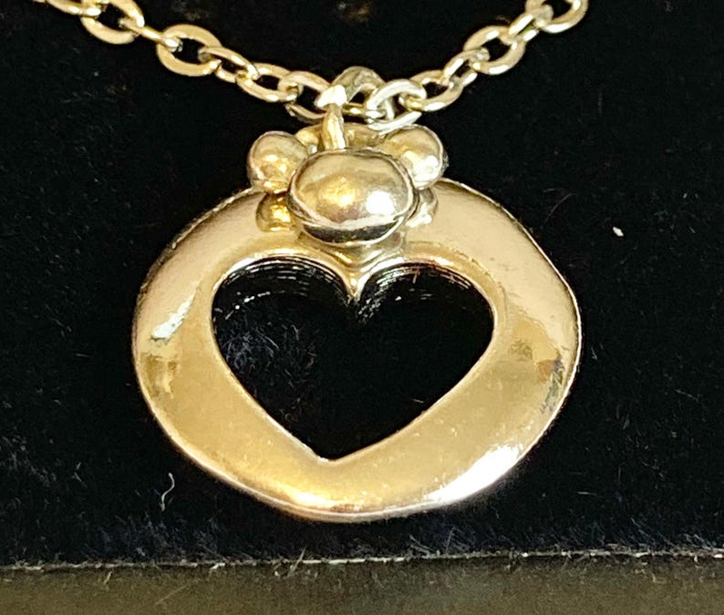 Vintage Disney Mickey Mouse Ears Heart Charm Necklace Stainless Steel 18" Chain Valentines Day Mothers Day Gift Love Heart image 8