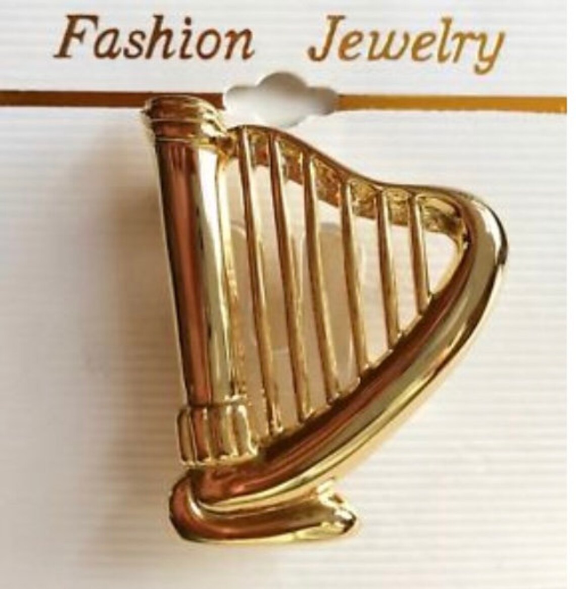 Vintage Gold Plated Irish Celtic Harp Pin Brooch Music Gift Etsy