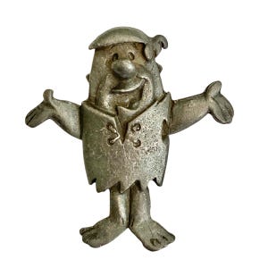 Vintage Fred Barney Flintstone Pin Brooch Warner Bros Hanna Barbera