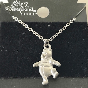 Vintage Disney Winnie The Pooh Necklace Charm 18" Silver Disneyana