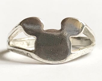Vintage Mickey Mouse Ears Icon 925 Sterling Silver Ring Band Disney Store New Old Stock Size 6 7 8 USA Made Disneyana Pinkie