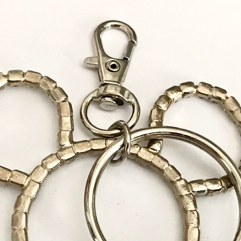 Vintage Disney Rhinestone Mickey Mouse Ears Keychain Purse Charm Zipper Pull Disneyana