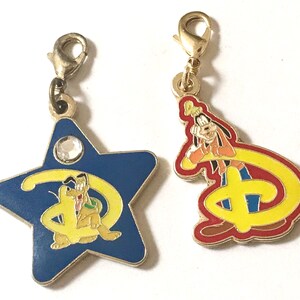 Vintage Disney Dogs Goofy & Pluto Charm Clip Zipper Pull Purse Retired Disneyana Fabulous Fab 5