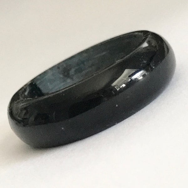 Vintage Black Jade Ring Band Size 7 Semi Precious Natural Stone Eternity Taiwan