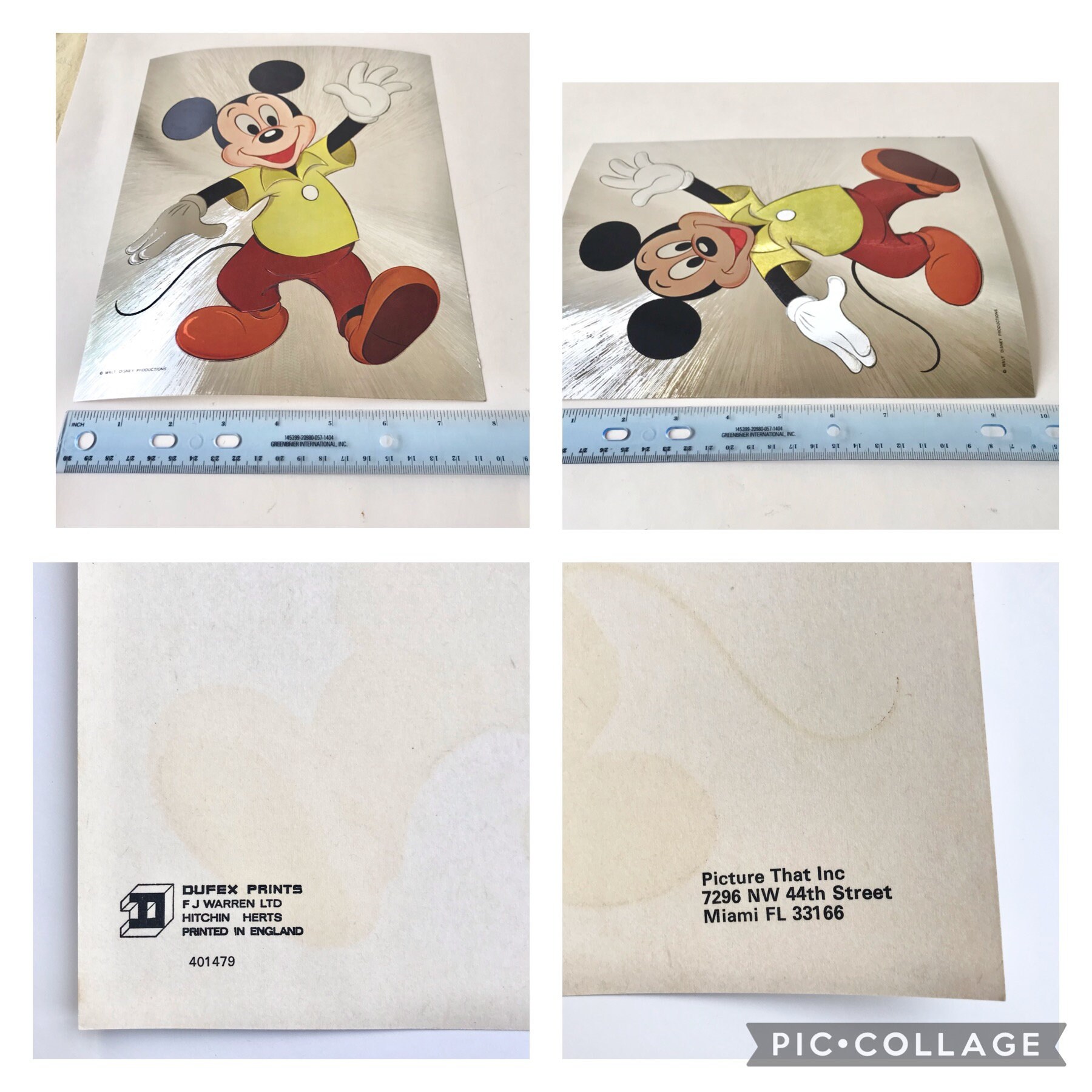 Vintage Disney Mickey Mouse Print Metallic Printed in England