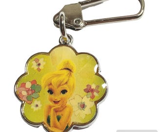Vintage Disney Tinker Bell Fairy Tinkerbell Tink Zipper Pull Bag Purse  Charm Stamped