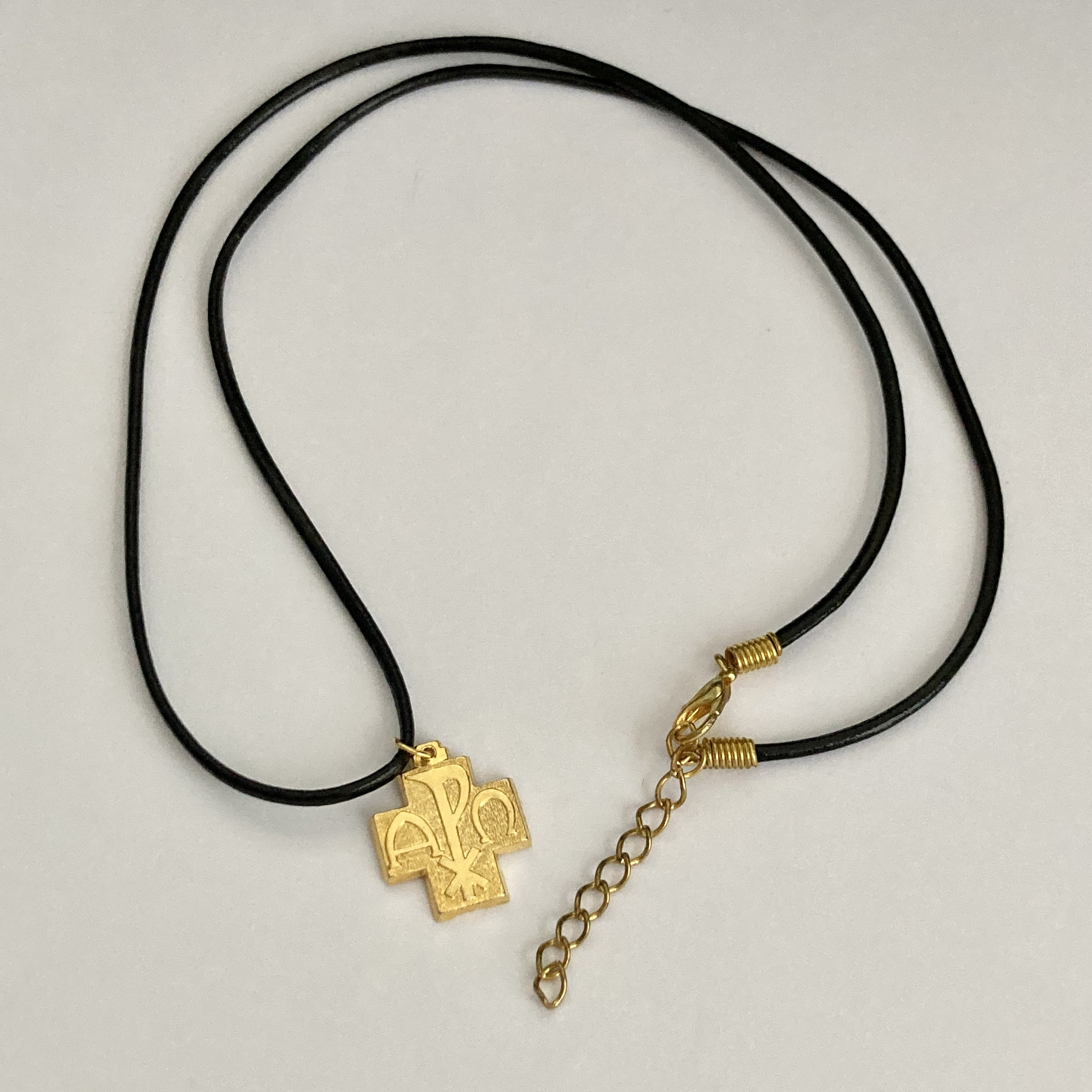 Vintaage Chi Ro Catholic Christian Cross Gold Tone 22-24 Vintaage Chi Ro Catholic Christian Cross Gold Tone 22-24
