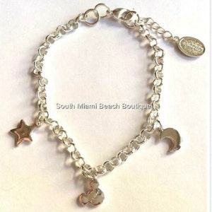 Vintage Disney Mickey Mouse Ears Charm Starter Bracelet Disneyana Silver Plated Hong Kong Disneyland 7-7-3/4&quot;