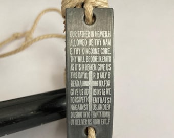 Vintage The Lords Prayer Leather Bracelet Mens Womens Adjustable Rope Catholic