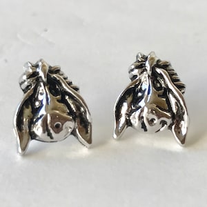 Vintage Disney Eeyore Winnie The Pooh Earrings Post Stud Pierced Disneyana Silver Tone Signed