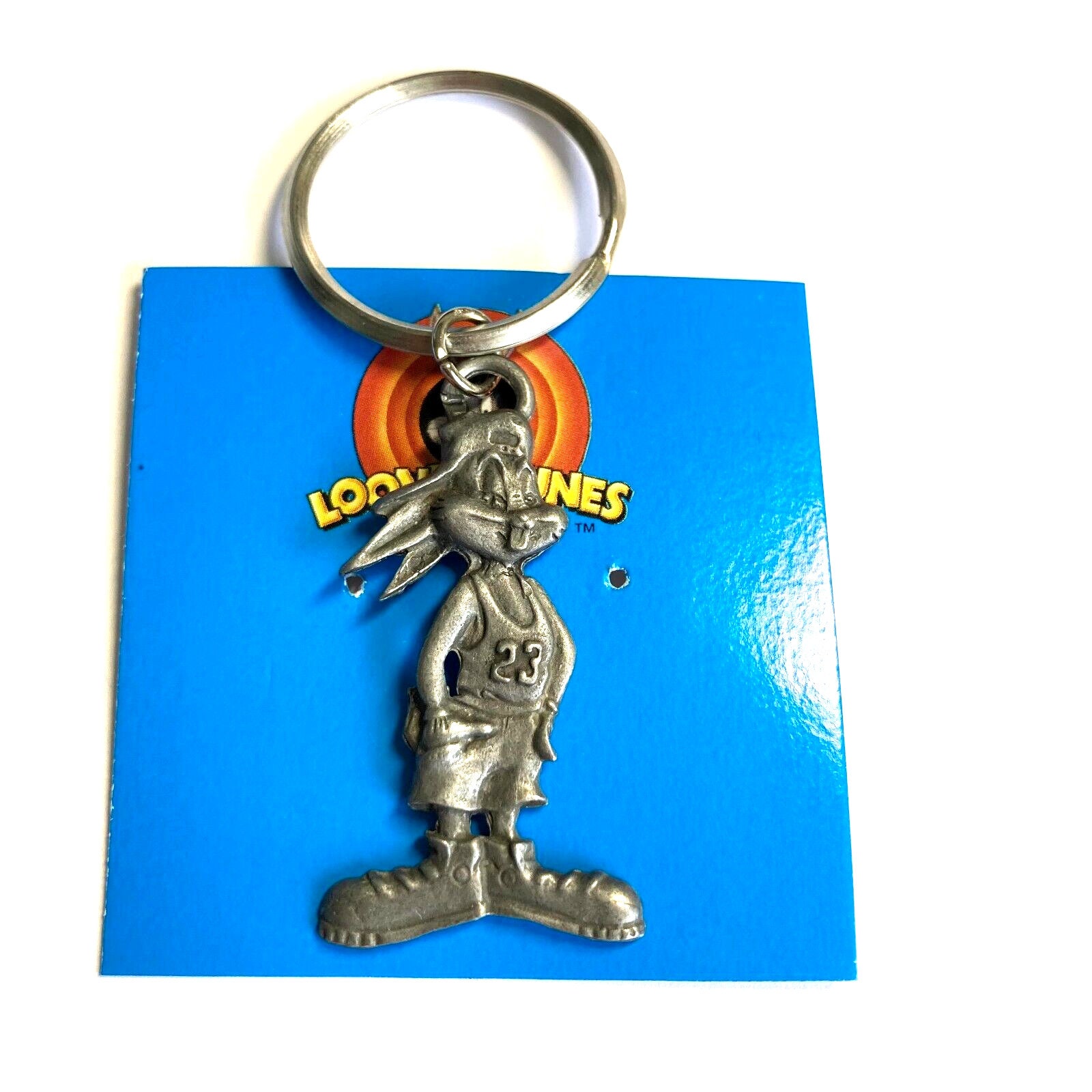 Vintage Bugs Bunny Keychain Keyring Silver Tone Pewter Warner Bros