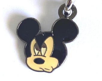 Vintage Disney Mickey Mouse Clip On Charm Zipper Pull Bag Purse Signed Enamel